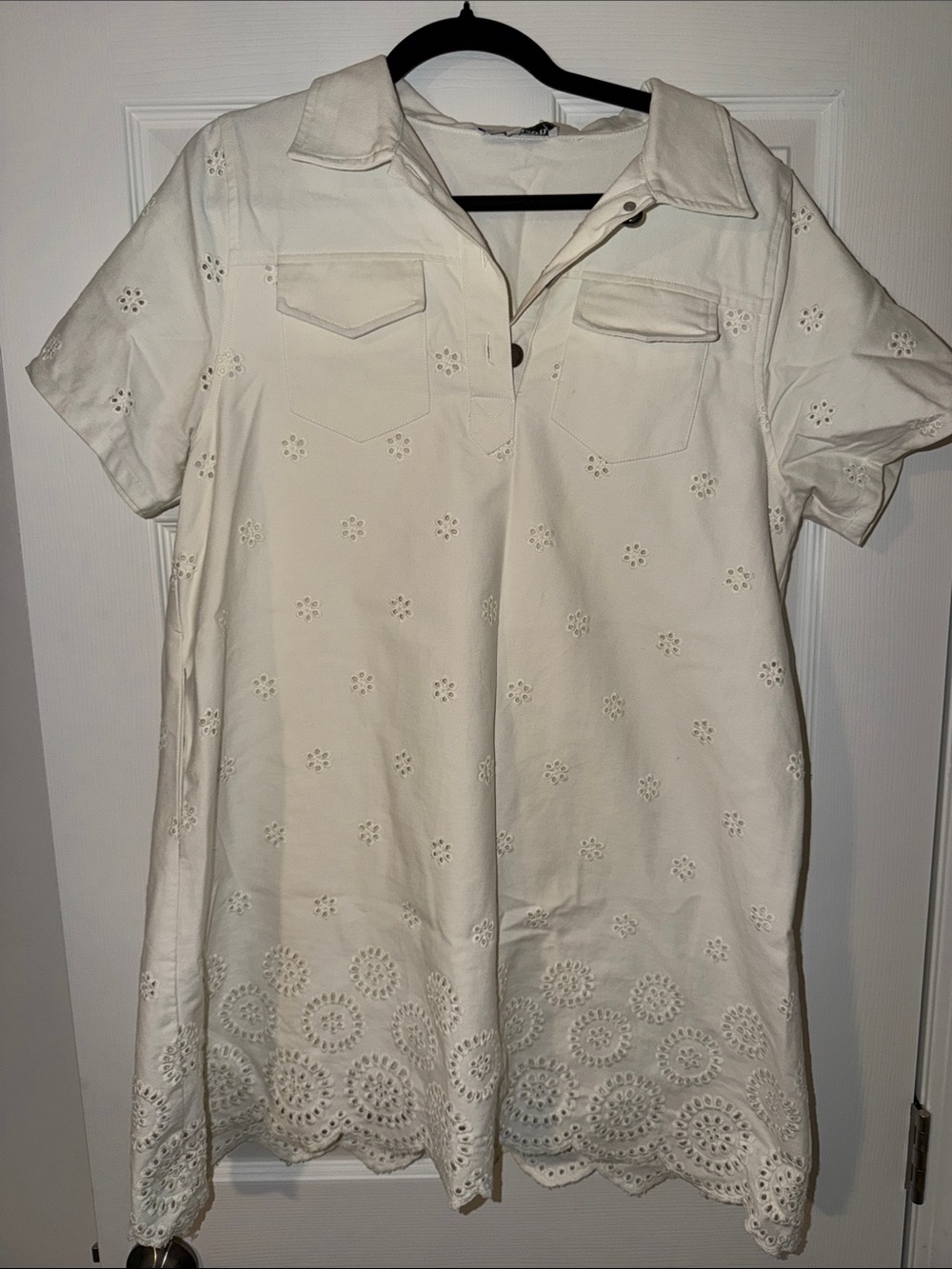 En Saison White Eyelet Polo Mini Dress